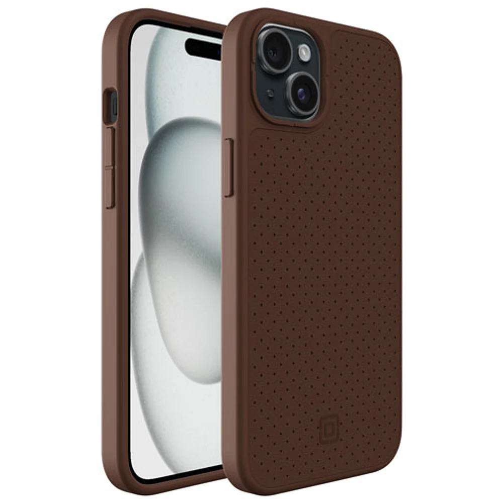 Incipio Cru Leather Fitted Hard Shell Case with MagSafe for iPhone 15 Plus - Brown - Only at Best Buy