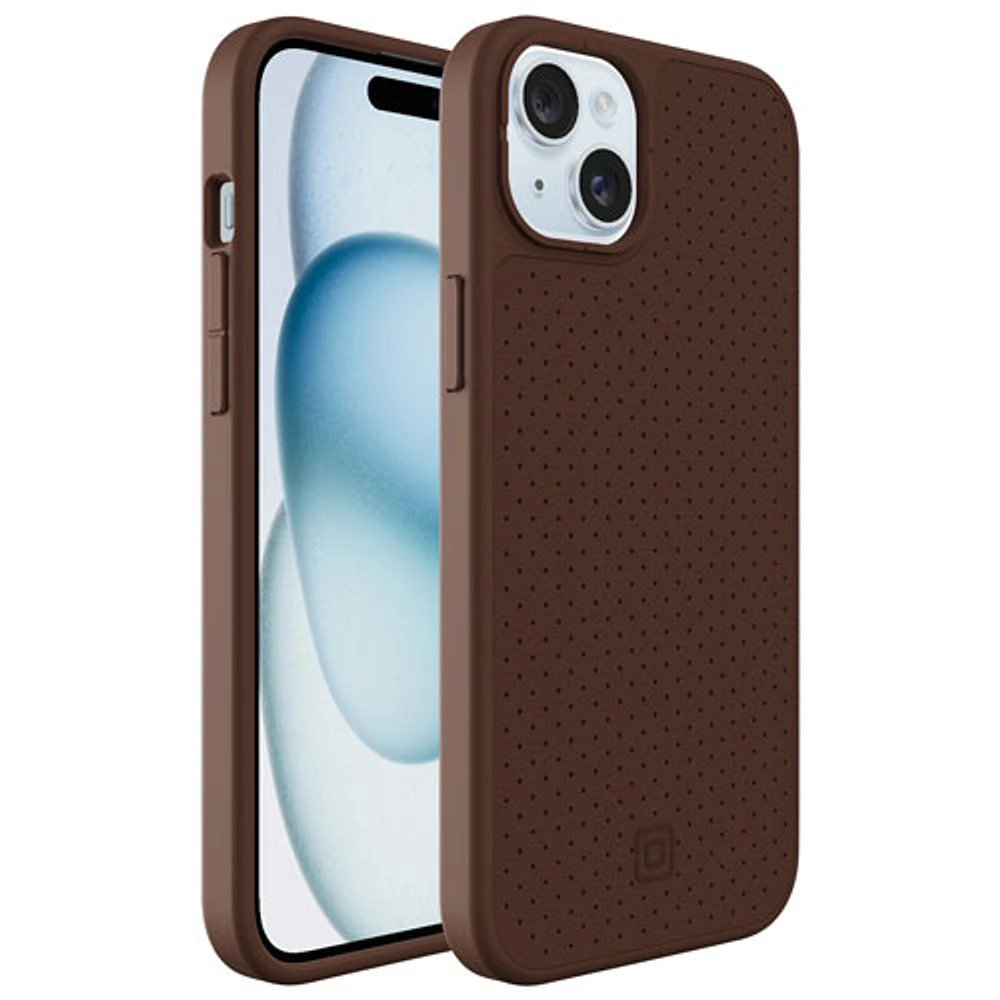 Incipio Cru Leather Fitted Hard Shell Case with MagSafe for iPhone 15 Plus - Brown - Only at Best Buy