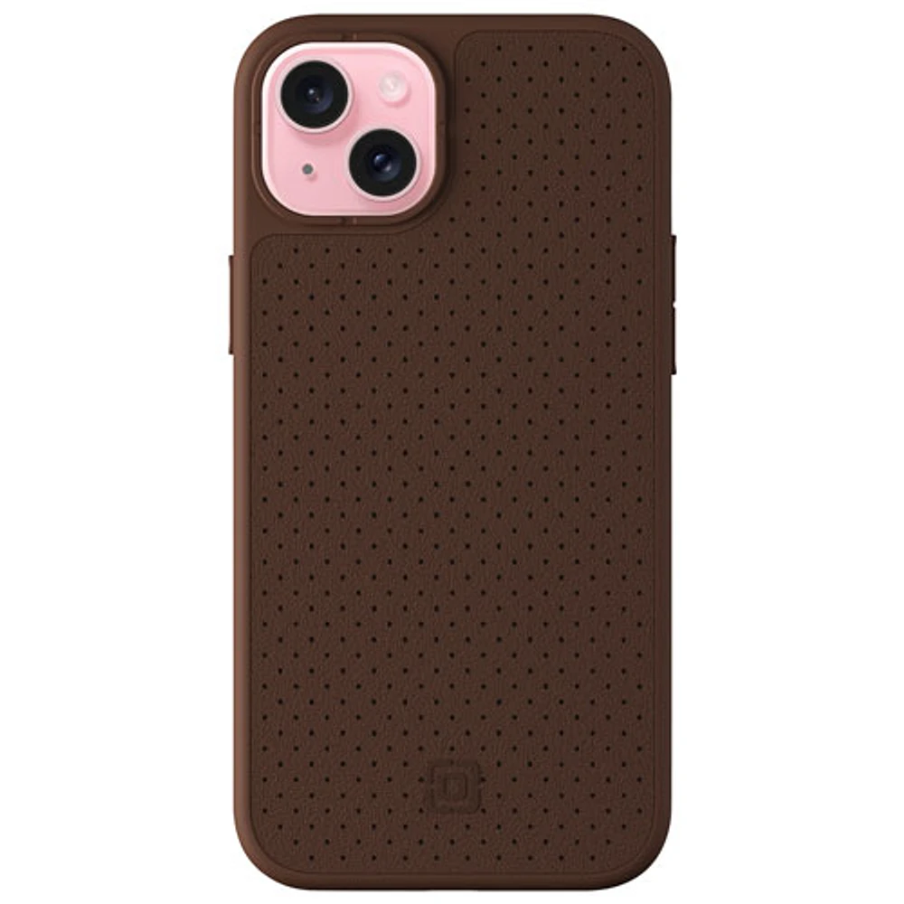 Incipio Cru Leather Fitted Hard Shell Case with MagSafe for iPhone 15 Plus - Brown - Only at Best Buy