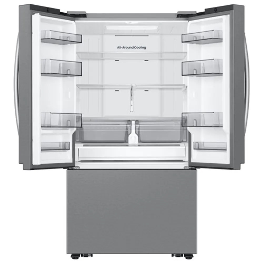 Réfrigérateur à deux portes à profondeur de comptoir de 26,5 pi³ et 36 po avec distributeur d'eau et de glaçons de Samsung (RF27CG5100SRAA) - Inox