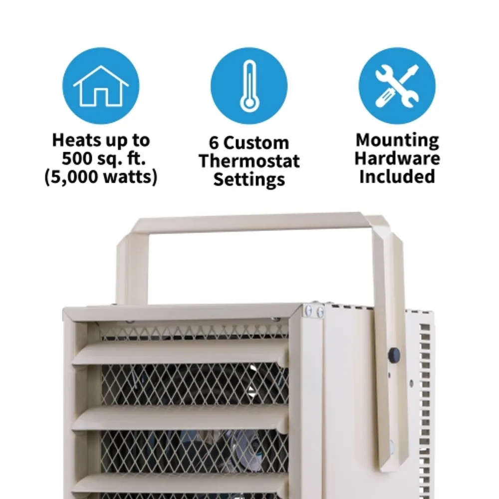 Newair Hardwired Electric Garage Heater, Ceiling Mounted with Adjustable  Louvers and Tilt Head, Heats up to 500 sq. ft. of Space (G73) - White |  Galeries de la Capitale