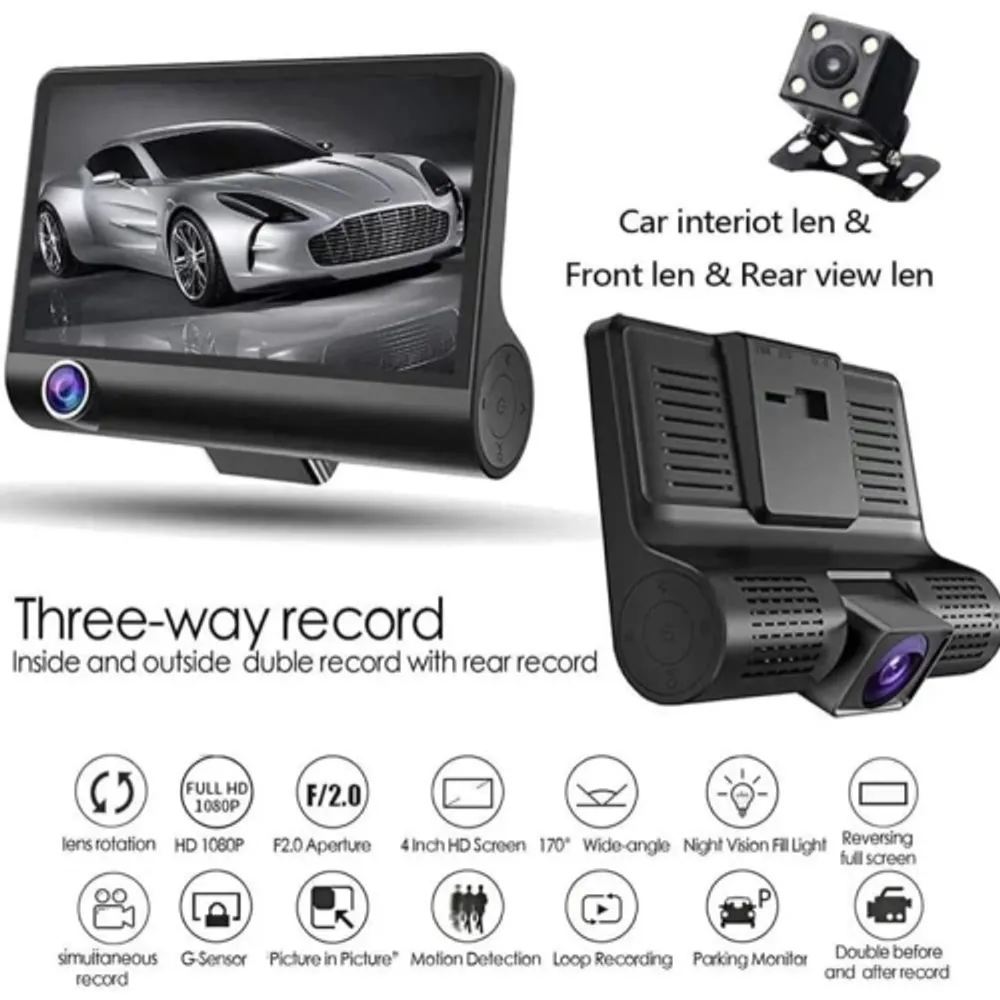 ORSKEY Dash Cam Front and Rear 1080P Full HD Dual Dash Camera In Car Camera  Dashboard Camera Dashcam for Cars 170 Wide Angle HDR with 3.0 LCD Display  Night Vision Motion Detection