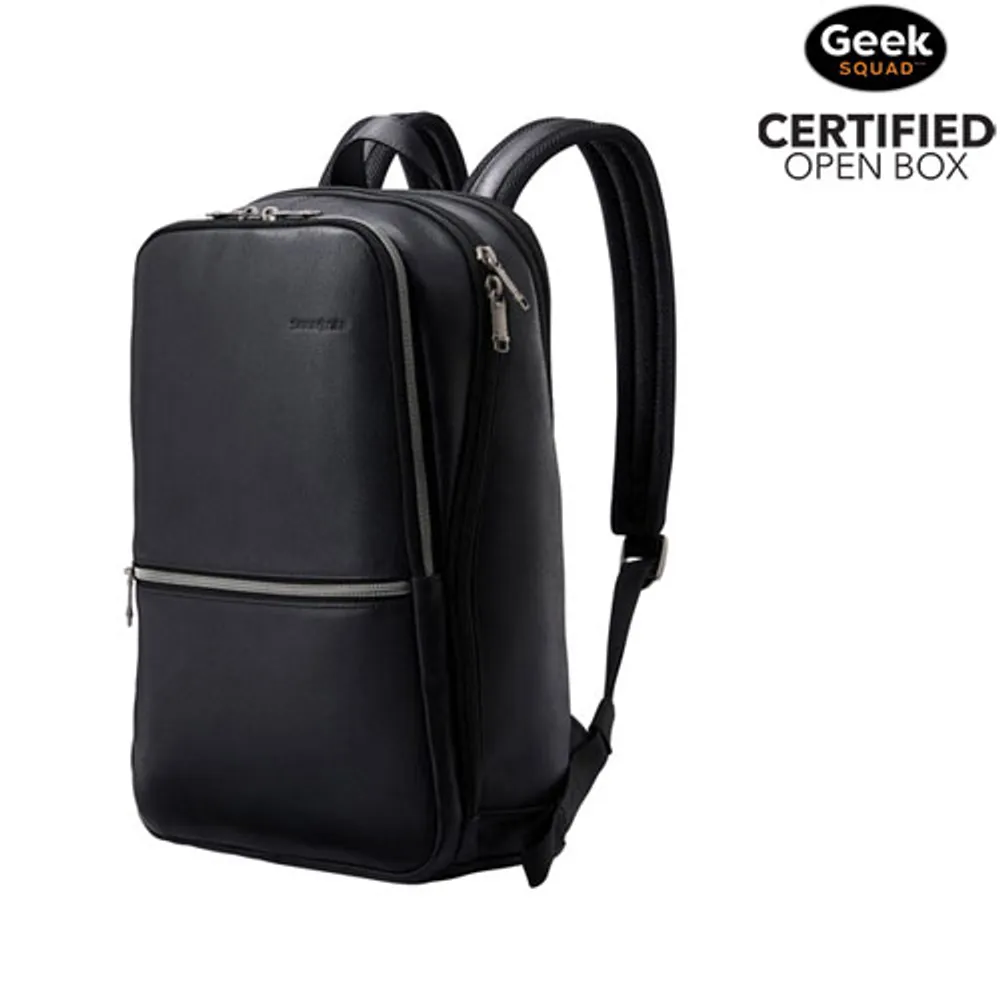 Open Box - Samsonite Classic Leather 14.1" Laptop Commuter Backpack - Black