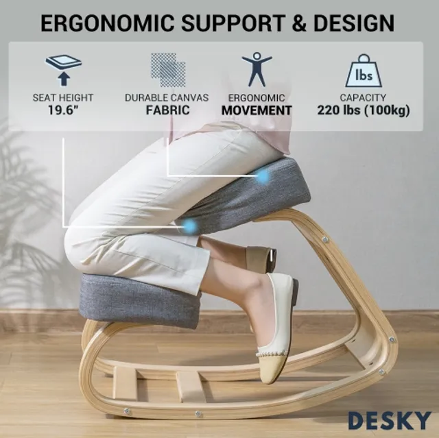 Costway Ergonomic Kneeling Chair Wooden Rocking Chair With Comfortable  Padded Seat Cushion & Knee Support Upright Posture Support Chair For Back  Pain Relief Beige/black/gray : Target