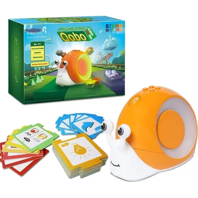 Coding Robot with Puzzle Card for Kids 3-8, Robobloq Qobo Preschool STEM Educational Interactive Toys- Cognition & Logic Thinking