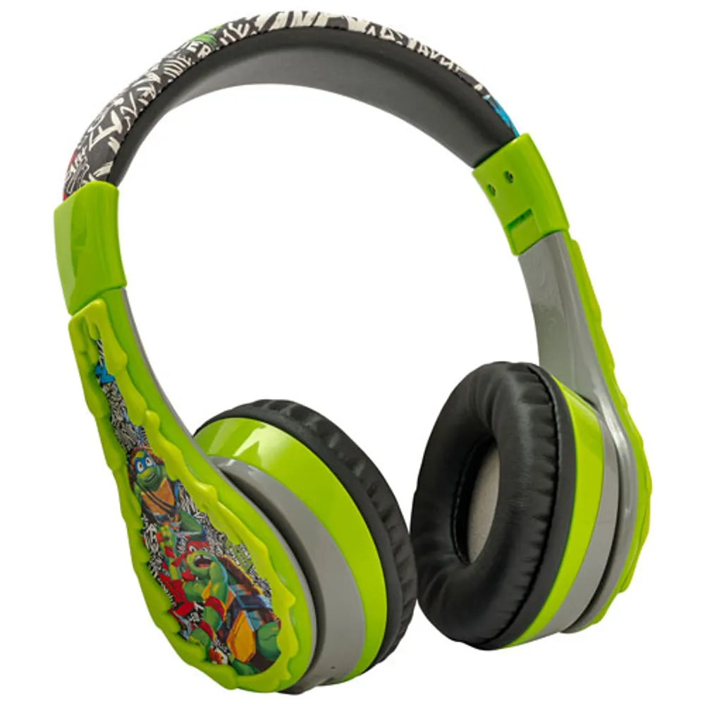 KIDdesigns Turtles Over-Ear Bluetooth Kids Headphones - Green