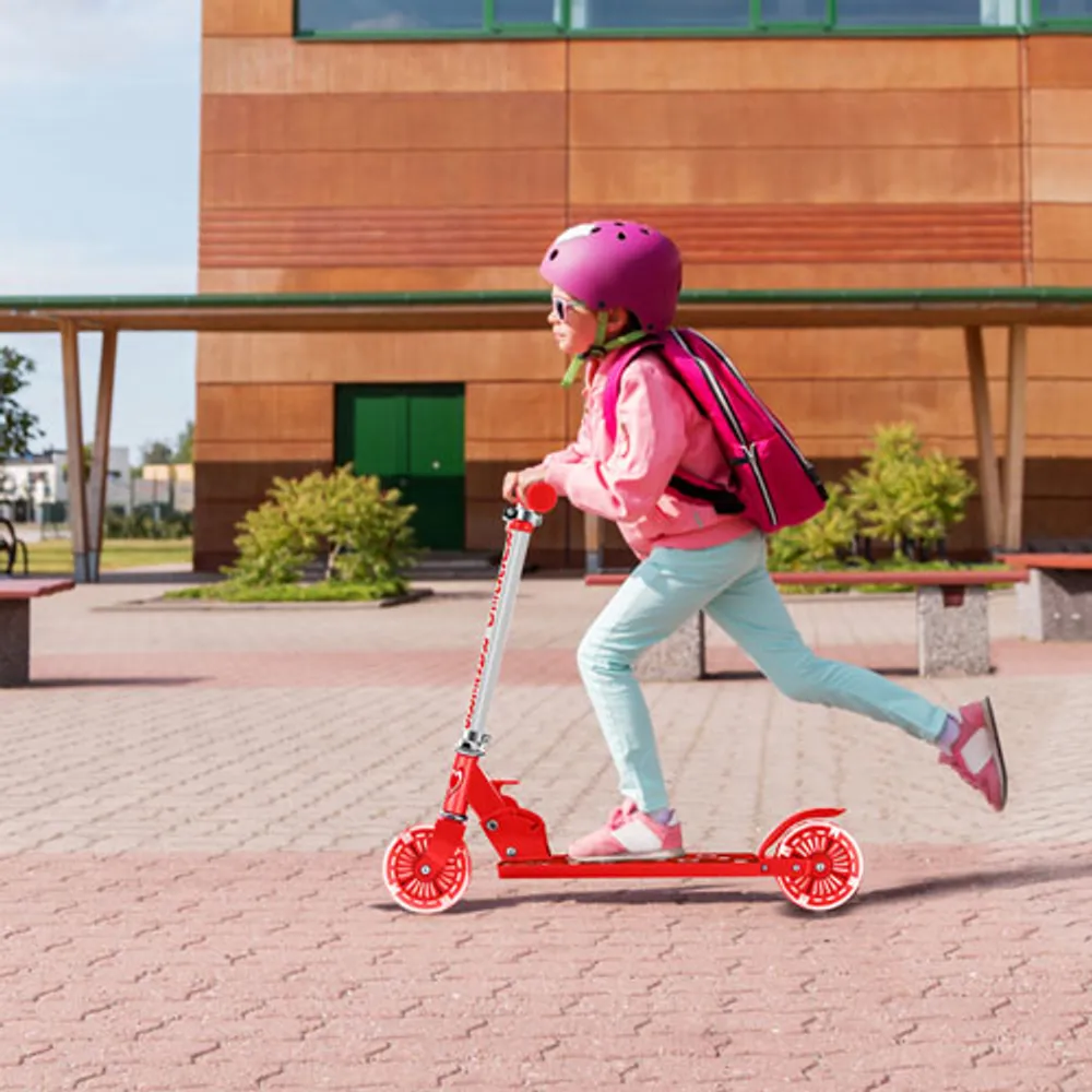 Rugged Racers 2-Wheeled Kick Scooter with LED Lights - Red Heart Print