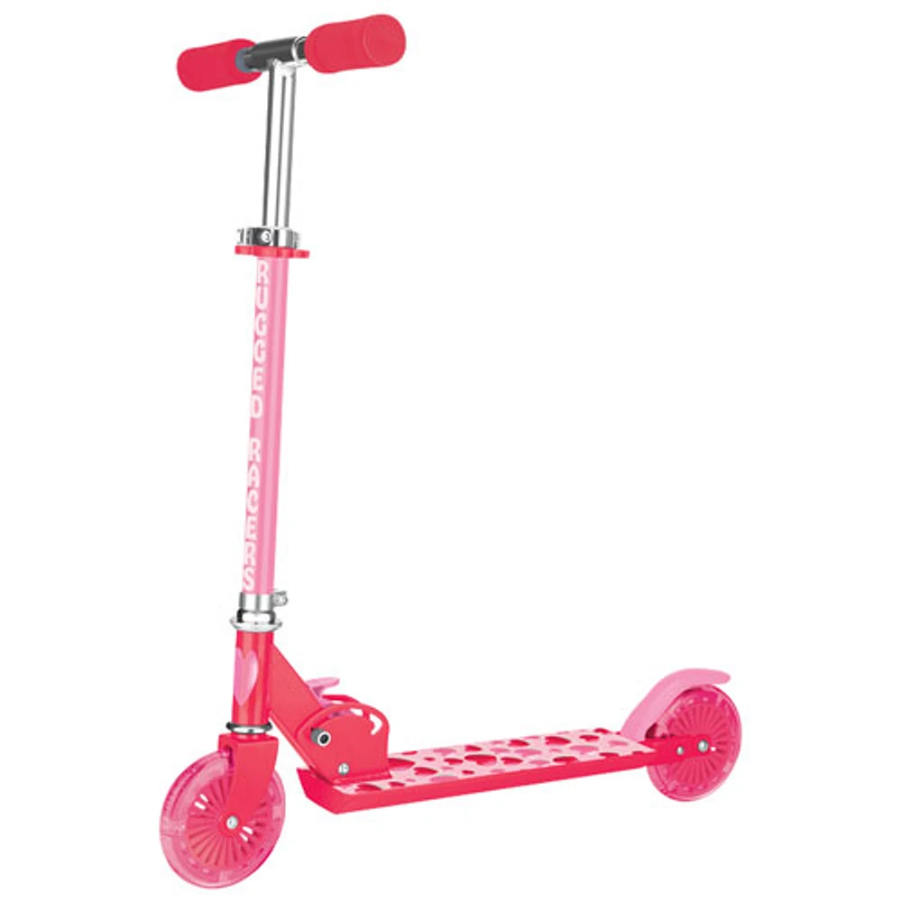 Rugged Racers R1 2-Wheeled Kick Scooter with LED Lights - Red Heart Print