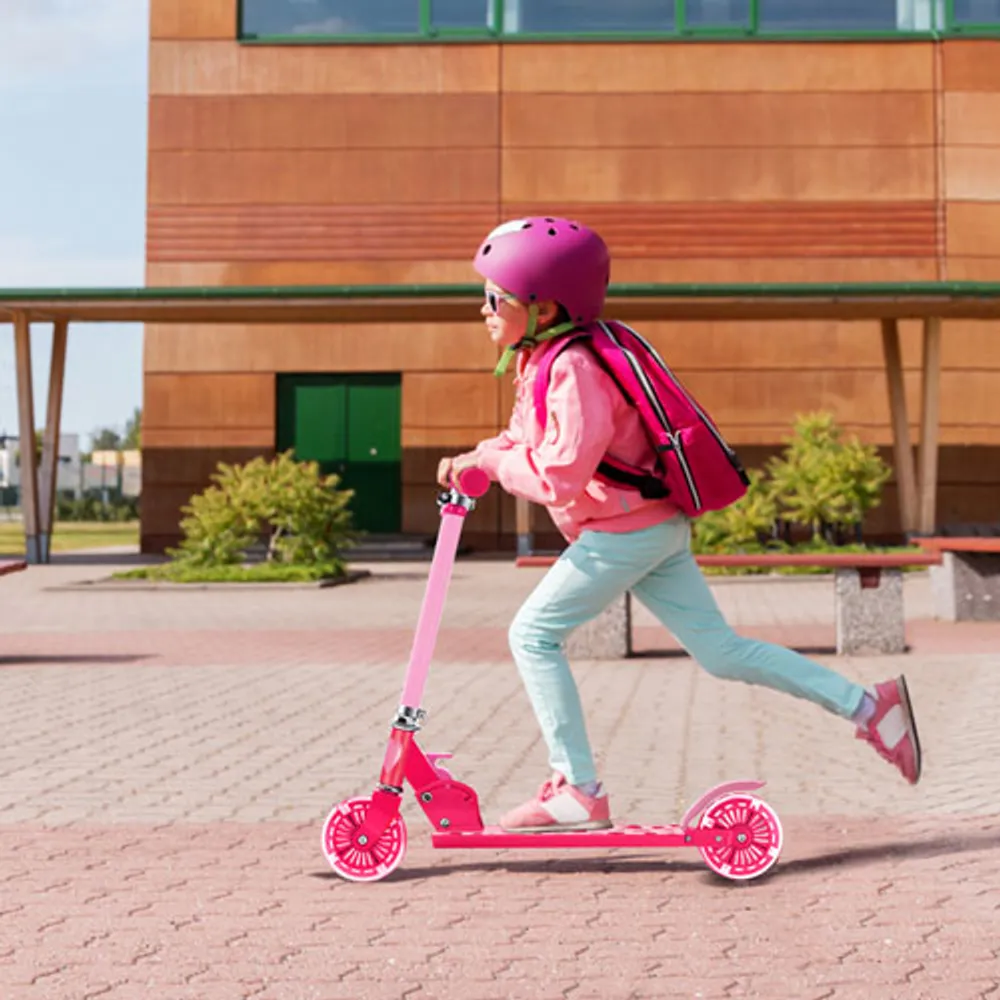 Rugged Racers R1 2-Wheeled Kick Scooter with LED Lights - Red Heart Print