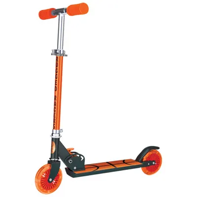 Rugged Racers R1 2-Wheeled Foldable Kick Scooter - Basketball Design - Orange
