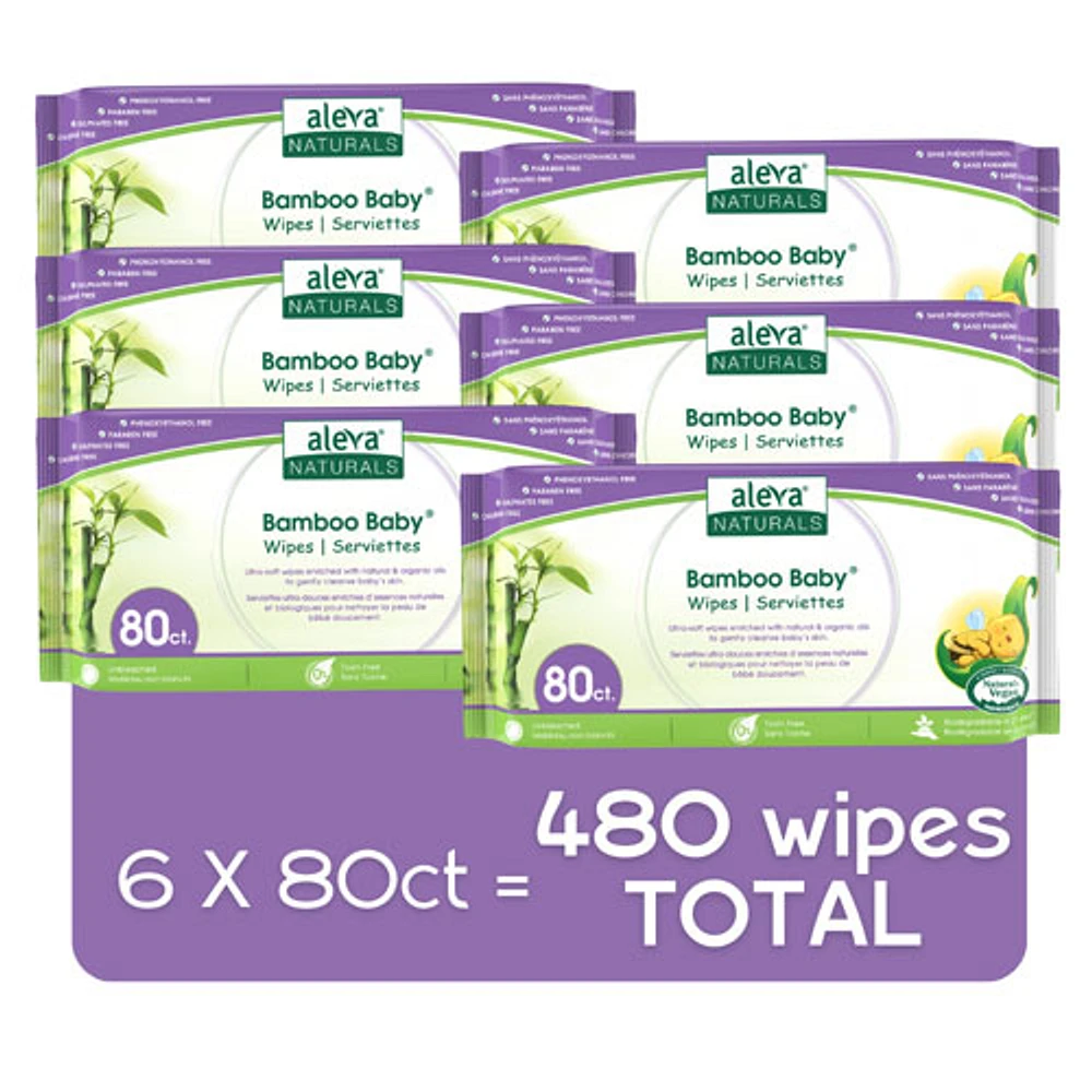 Aleva Naturals Bamboo Baby Wipes - 480 Wipes