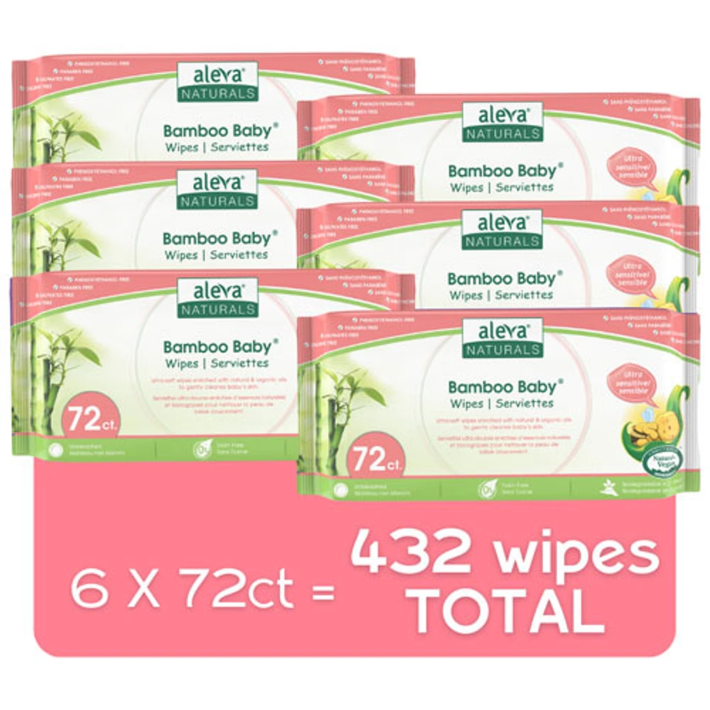 Aleva Naturals Bamboo Baby Sensitive Wipes - 432 Wipes