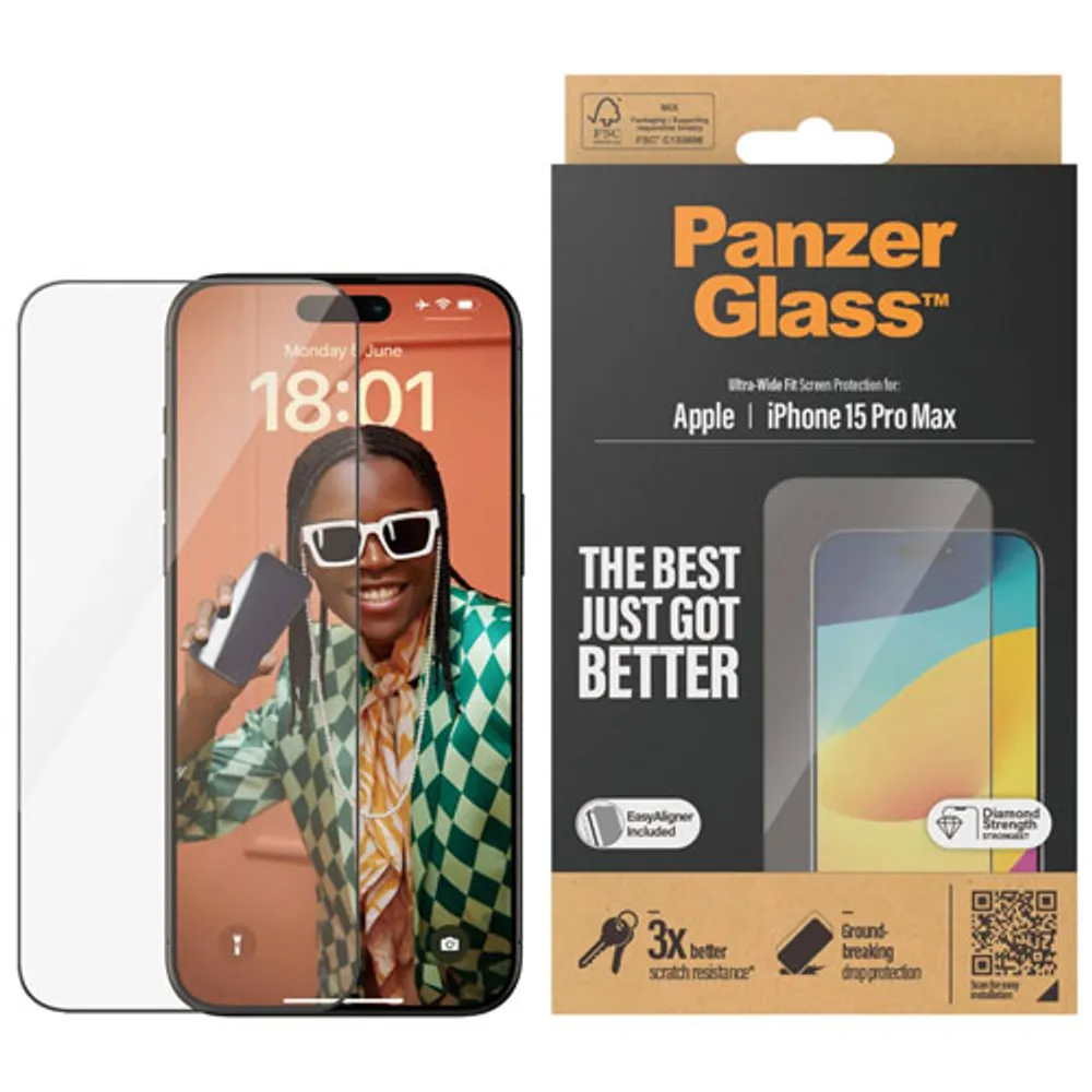 PanzerGlass Ultra Wide Glass Screen Protector for iPhone 15 Pro Max