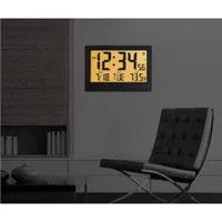 Marathon Jumbo Atomic Wall Clock with Auto Backlight - Black