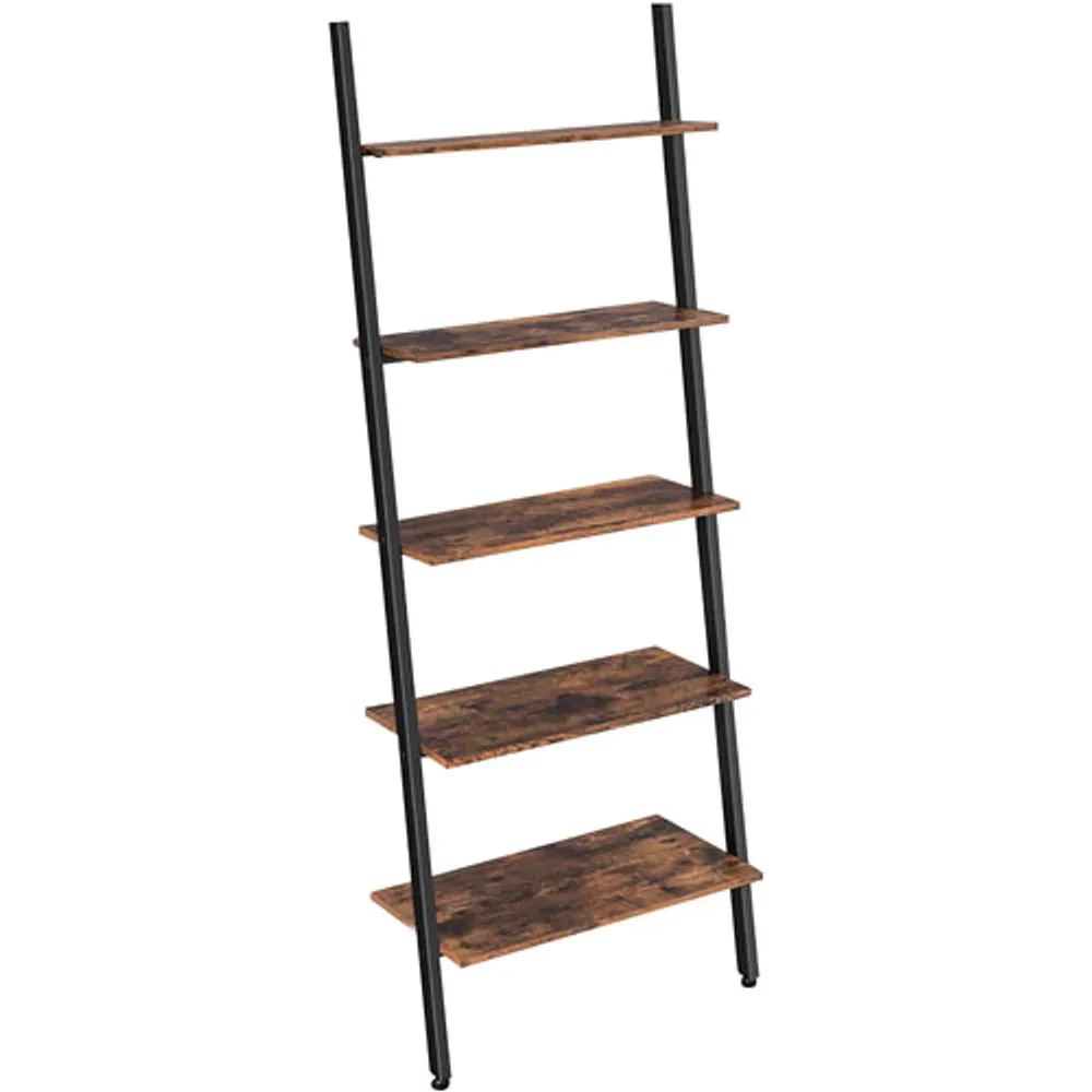 Vasagle 73" 5-Shelf Ladder Bookshelf With Cabinet - Brown