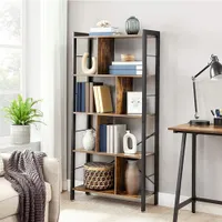 Boutique Home 61" Ladder Bookshelf With Cabinet - Brown