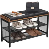 Boutique Home Shoe Rack Bench with Padded Faux Leather