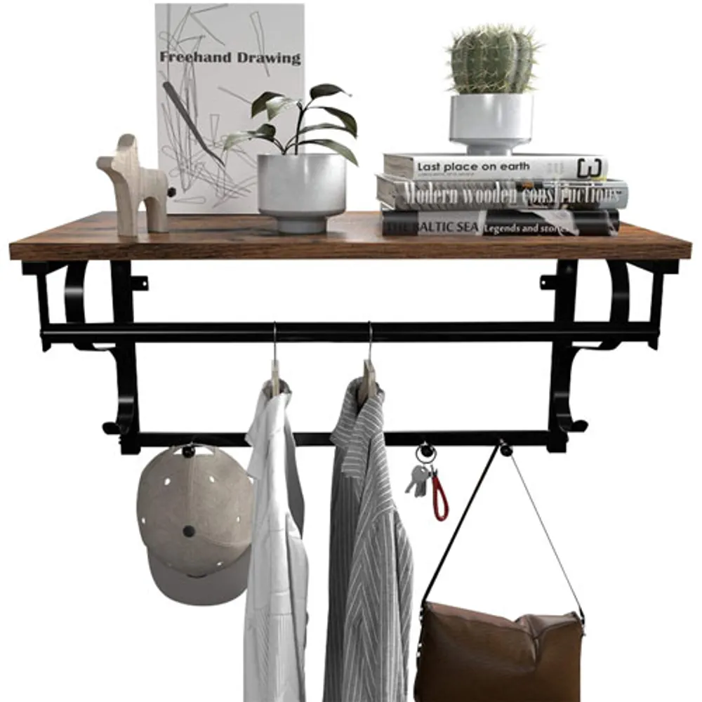 Boutique Home Floating Wall Mounted Coat Rack - Brown