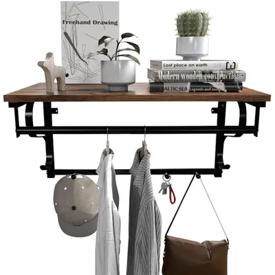 Boutique Home Floating Wall Mounted Coat Rack - Brown
