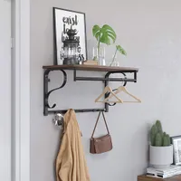 Boutique Home Floating Wall Mounted Coat Rack - Brown