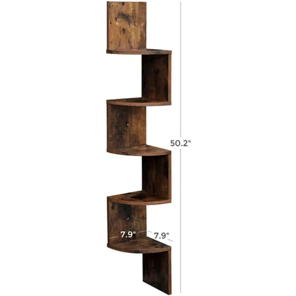 Boutique Home 5-Shelf Floating Wall Shelf - Brown