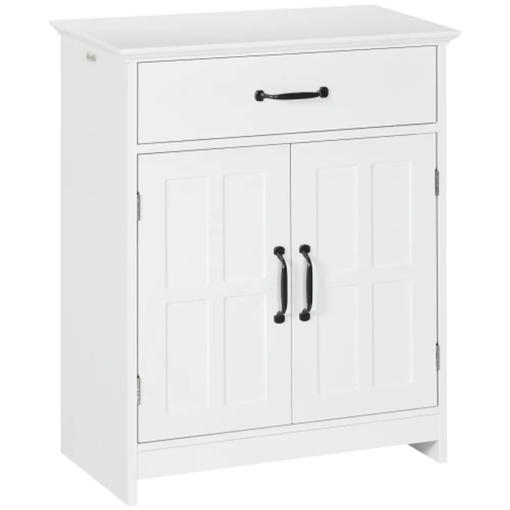 White Kitchen Bathroom Storage Cabinet with 2 Door & Adjustable