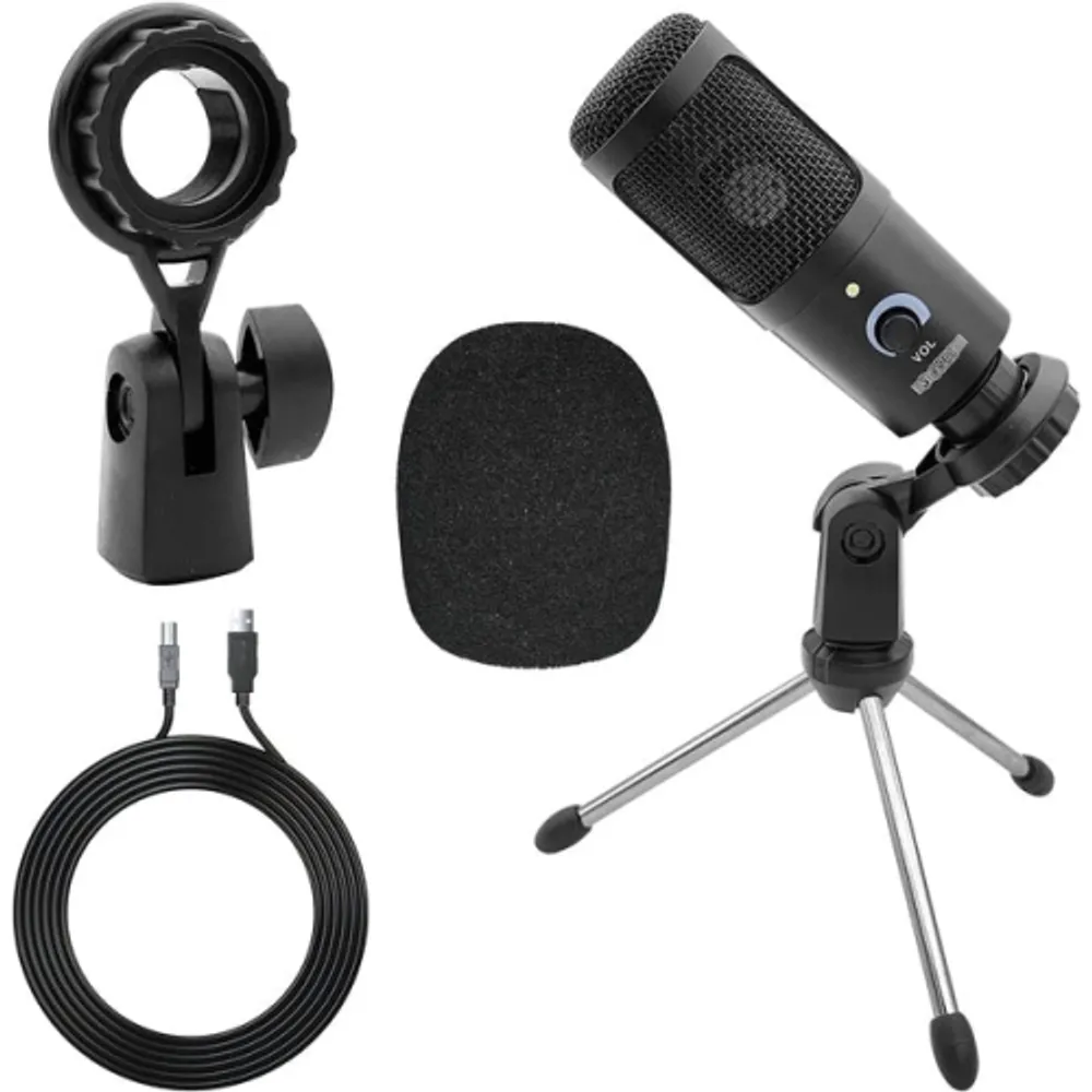 Podcast Equipment Bundle | USB Condenser Microphone Mini-Tripod &  Windscreen Pop Filter | Podcast Microphone for Laptop Computer, Vlogging  Camera