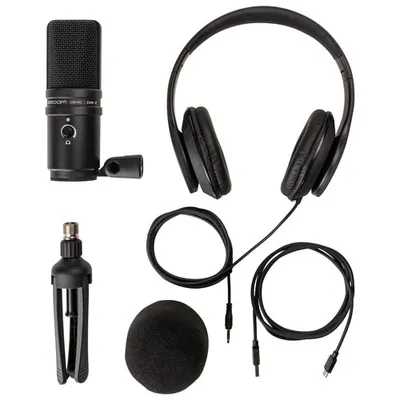 Zoom ZUM-2PMP USB Podcast Microphone bundle - Black