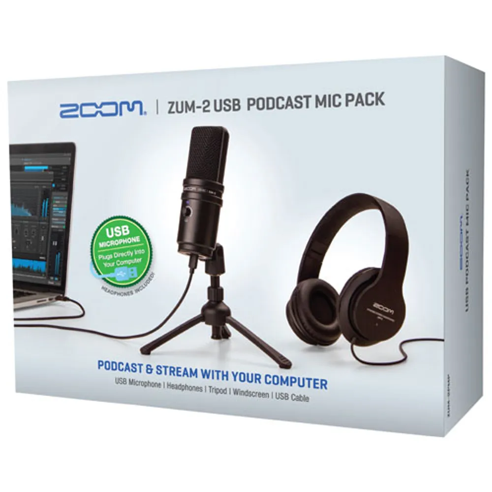 Zoom ZUM-2PMP USB Podcast Microphone bundle - Black