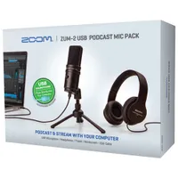 Zoom ZUM-2PMP USB Podcast Microphone bundle - Black