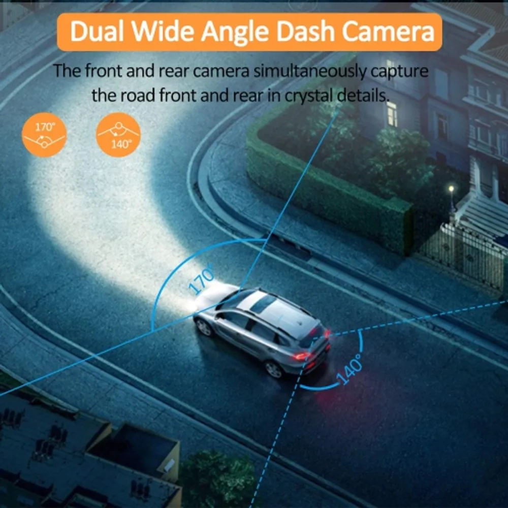 Orskey Dash Cam Front and Rear 1080p Full HD Dual Dash Camera in Car Camera Dashboard Camera Dashcam for Cars 170 Wide Angle HDR with 3.0 inch LCD