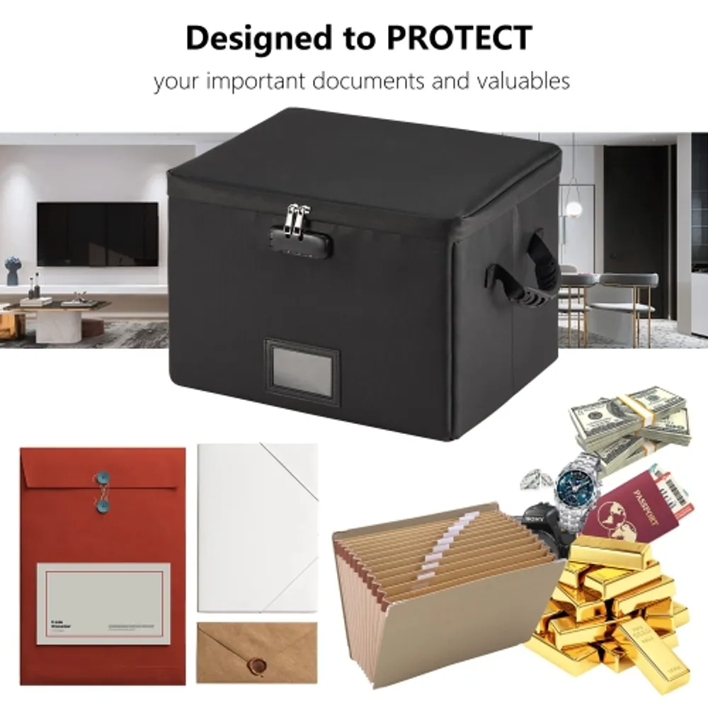 Fireproof Document Box File Organizer Box, Fireproof File Cabinet Box  Fireproof Storage Filing Cabinet Box with Lock, Portable Office Safe Box  for