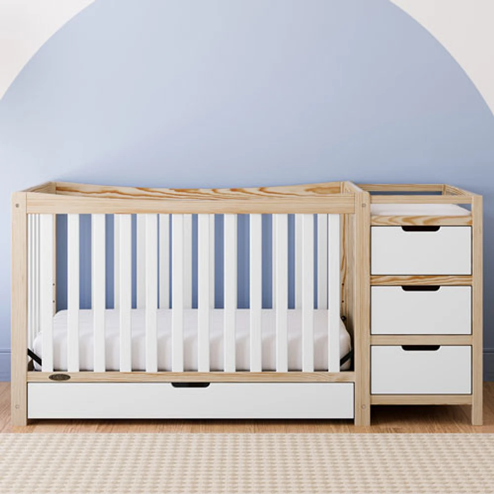 Graco Remi 4-in-1 Convertible Crib with with 3-Drawer Changing Table - White/Natural