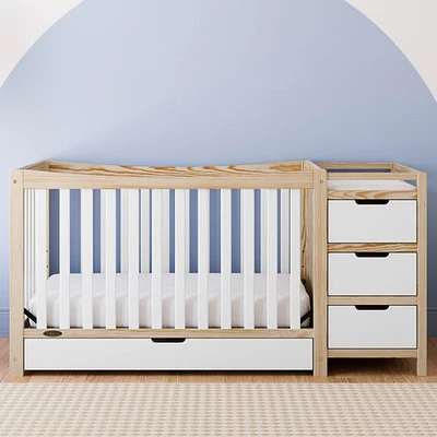 Graco Remi 4-in-1 Convertible Crib with with 3-Drawer Changing Table - White/Natural