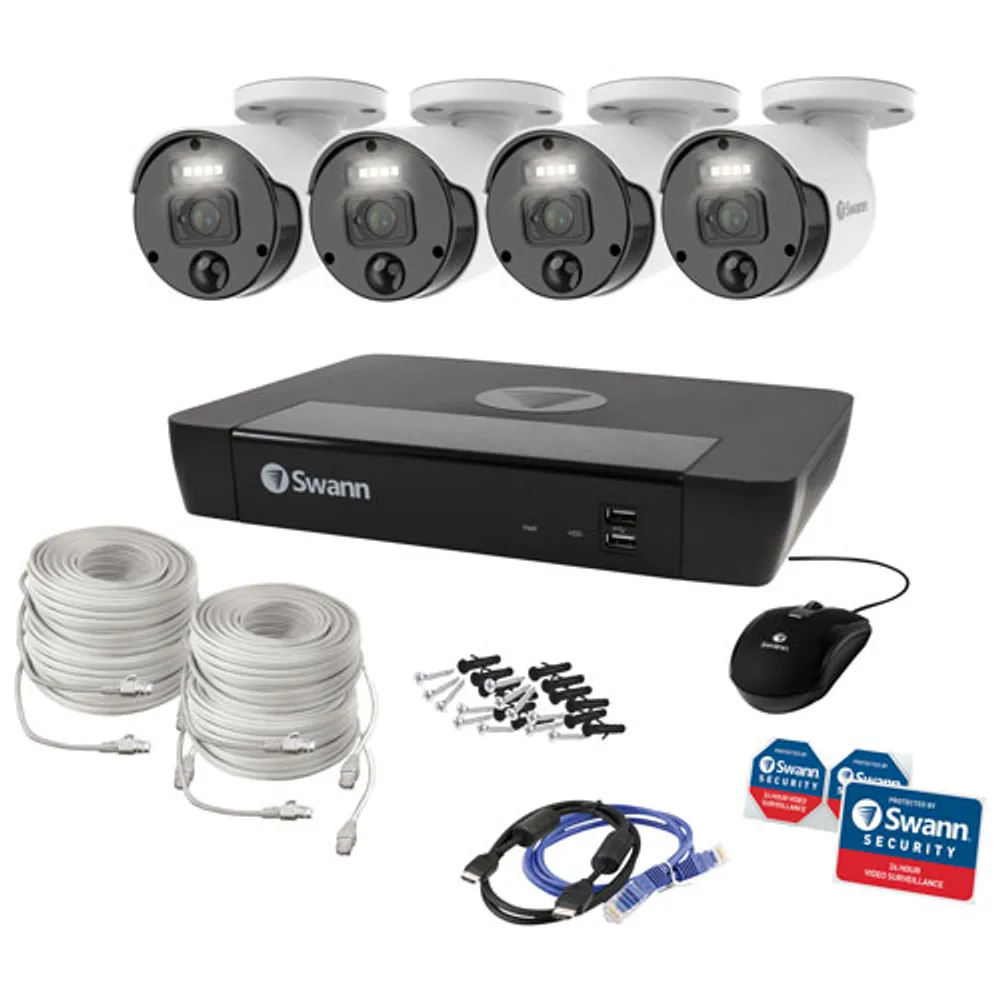 Swann Master Wired 8-CH 2TB NVR Security System with 4 Bullet 4K Cameras - Black - Only at Best Buy