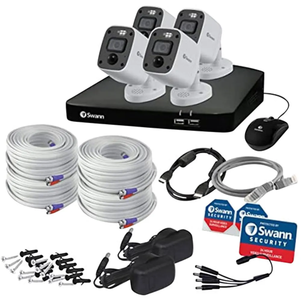 Swann Wired 8-CH 2TB DVR Security System with 4 Bullet 4K Cameras - Black