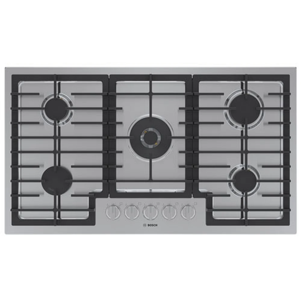 Boîte ouverte - Surface de cuisson au gaz à 5 brûleurs 36 po de Bosch (NGM8658UC) - Acier inoxydable - Parfait état