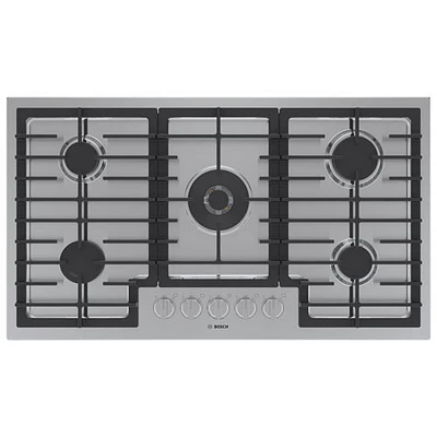 Boîte ouverte - Surface de cuisson au gaz à 5 brûleurs 36 po de Bosch (NGM8658UC) - Acier inoxydable - Parfait état