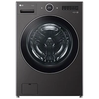 Boîte ouverte - Laveuse à vapeur à chargement frontal HE de 5,8 pi³ de LG (WM6700HBA) - Acier noir - Endommagé