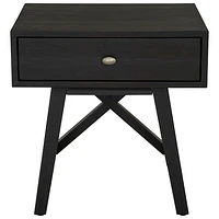 Calais Rustic Country End Table - Black