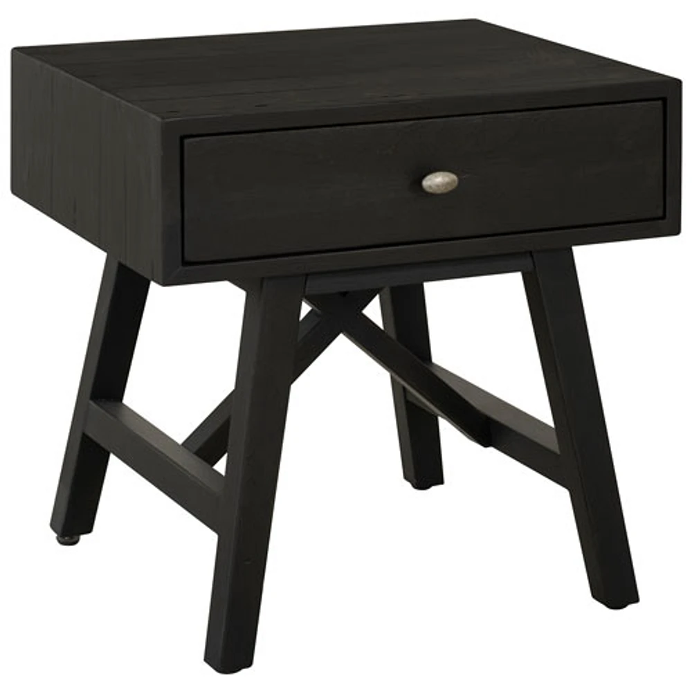 Calais Rustic Country End Table - Black