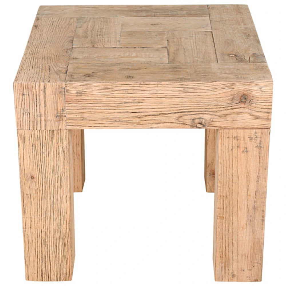 Evander Rustic Country Square End Table - Light Brown