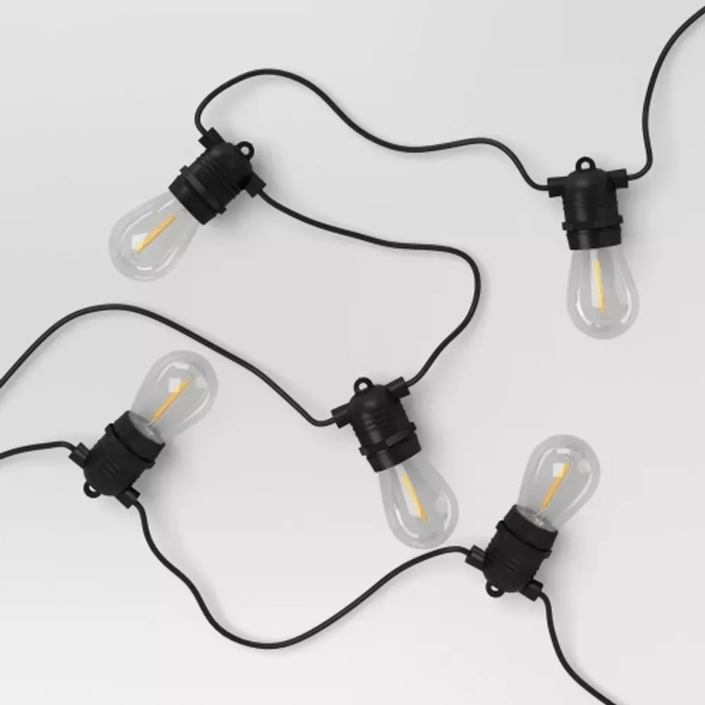 48Ft Outdoor String Light Weatherproof 15 Hanging Sockets S14/E26 2W, 15  LED Bulbs Included
