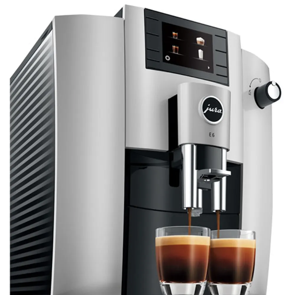 Jura E6 Automatic Espresso Machine with Frother & Coffee Grinder - Platinum