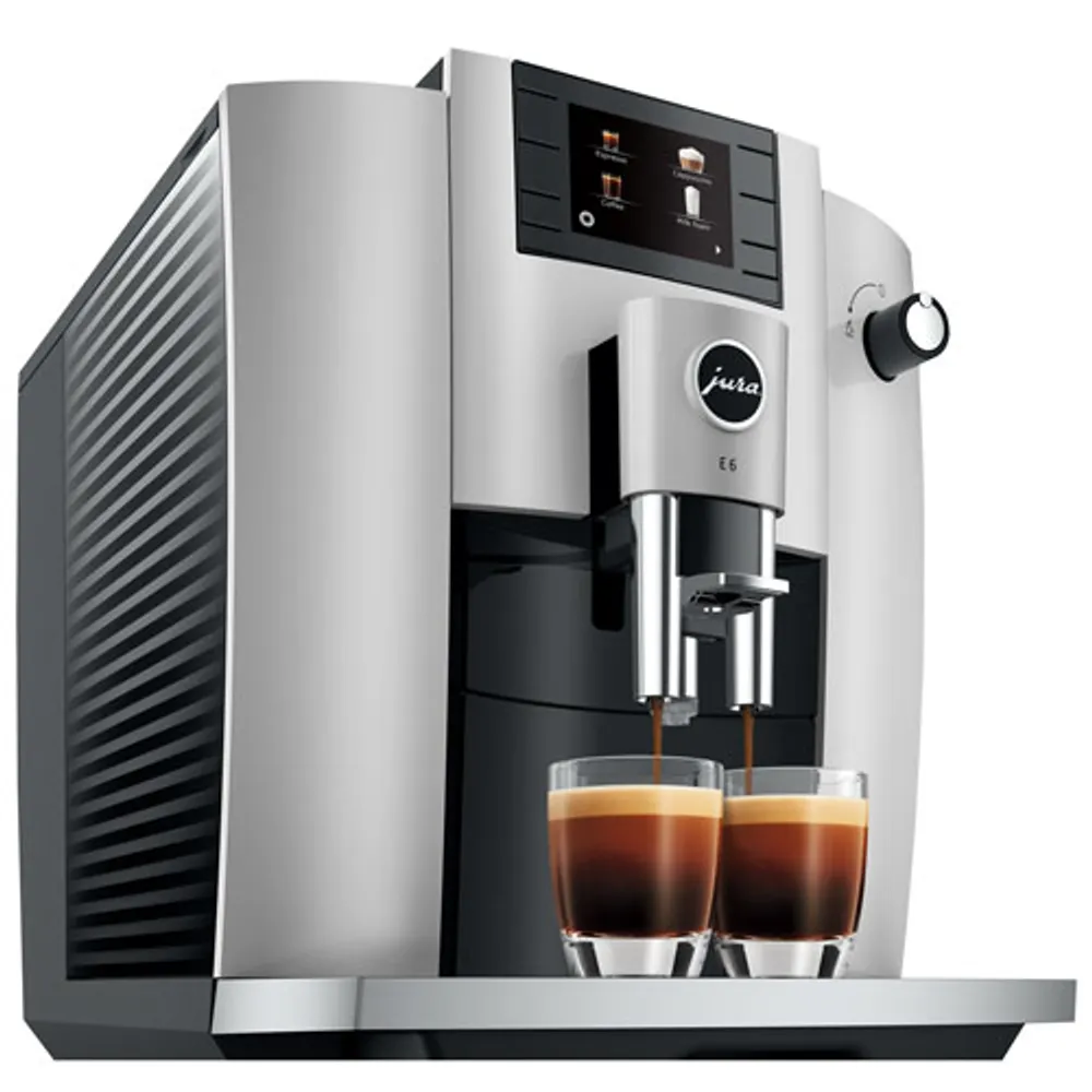 Jura E6 Automatic Espresso Machine with Frother & Coffee Grinder - Platinum