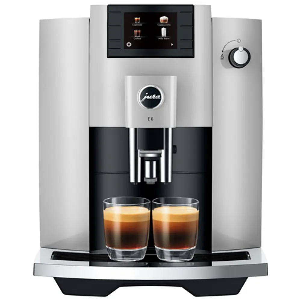 Jura E6 Automatic Espresso Machine with Frother & Coffee Grinder - Platinum