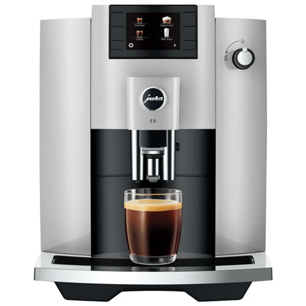 Jura E6 Automatic Espresso Machine with Frother & Coffee Grinder - Platinum