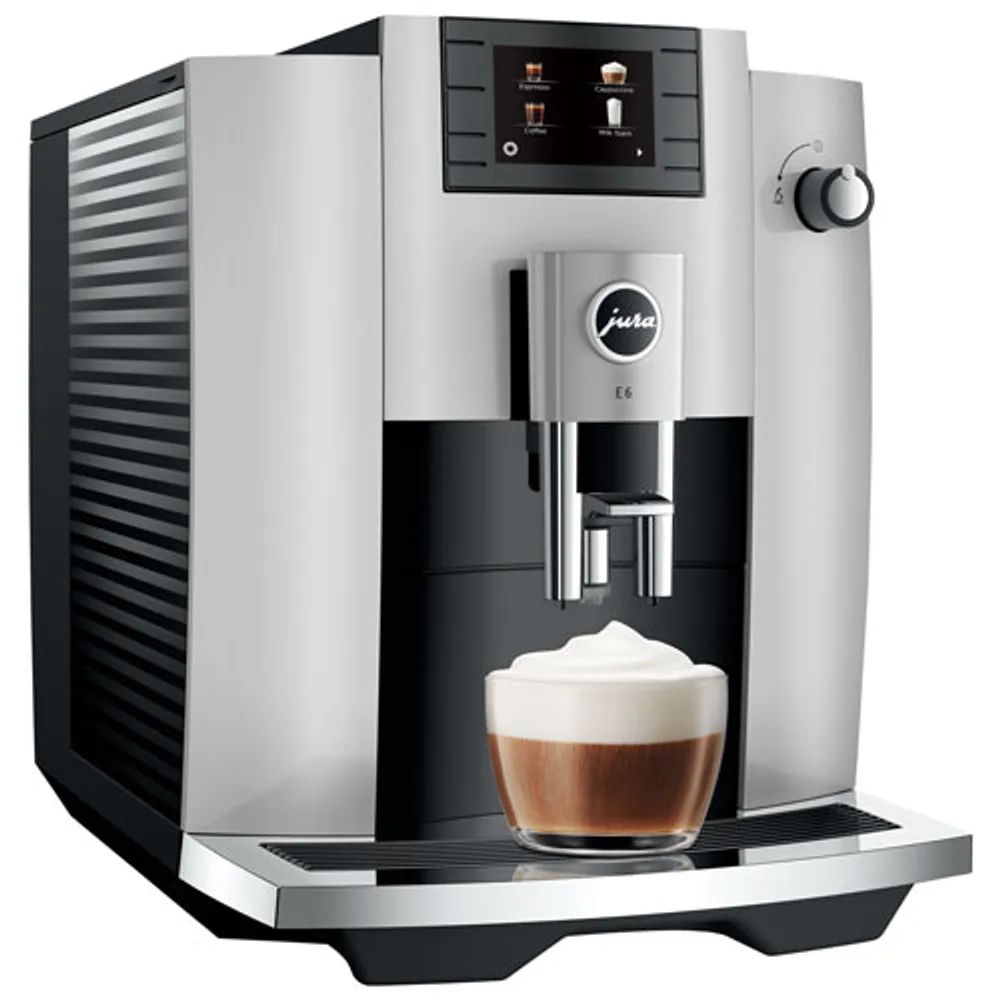 Jura E6 Automatic Espresso Machine with Frother & Coffee Grinder - Platinum