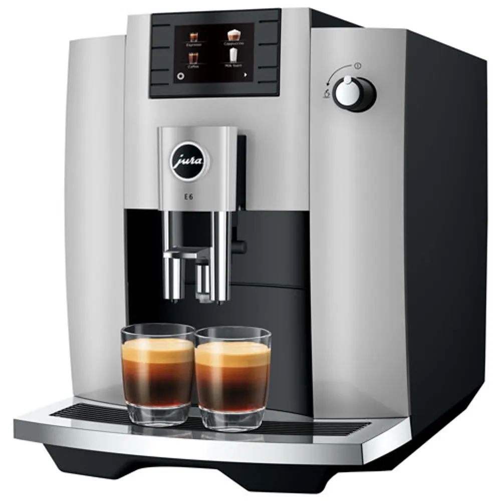 Jura E6 Automatic Espresso Machine with Frother & Coffee Grinder - Platinum