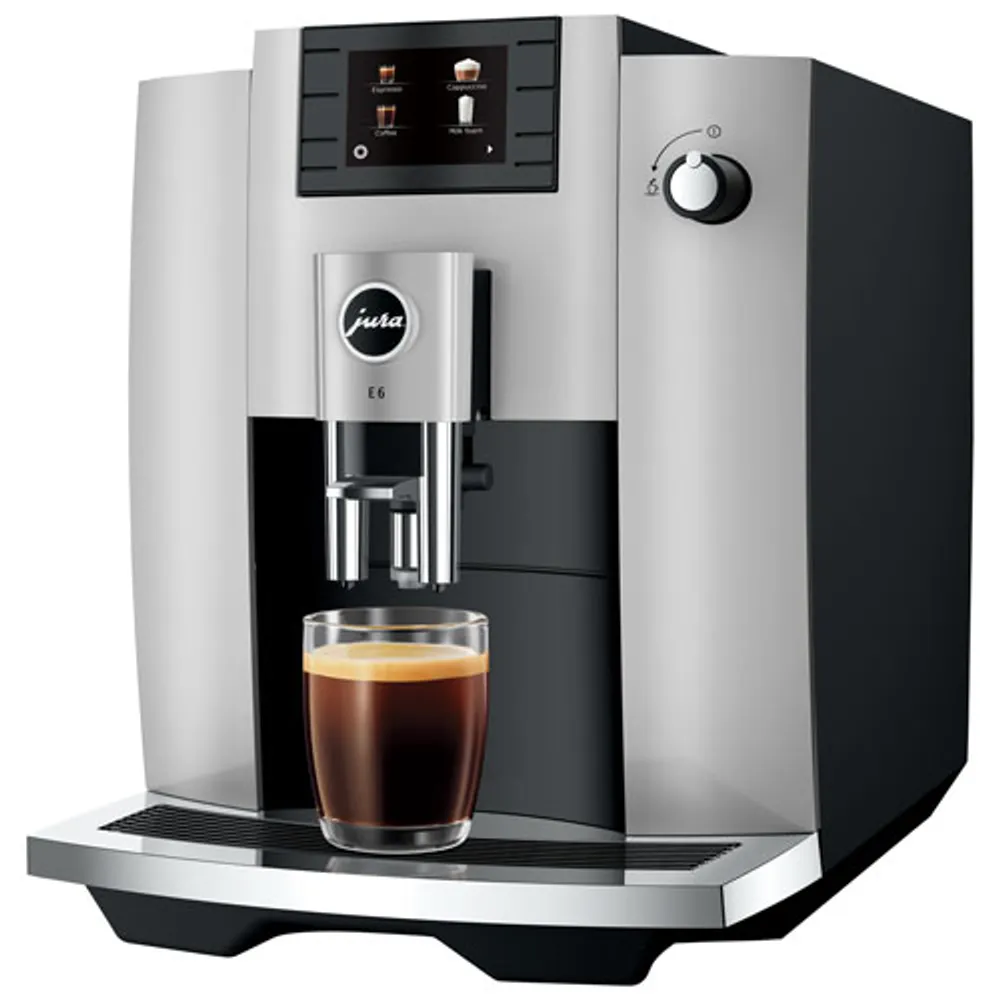 Jura E6 Automatic Espresso Machine with Frother & Coffee Grinder - Platinum